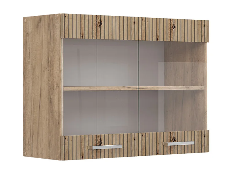Glazen keukenkast artisanaal eiken 80x31x60 r-line