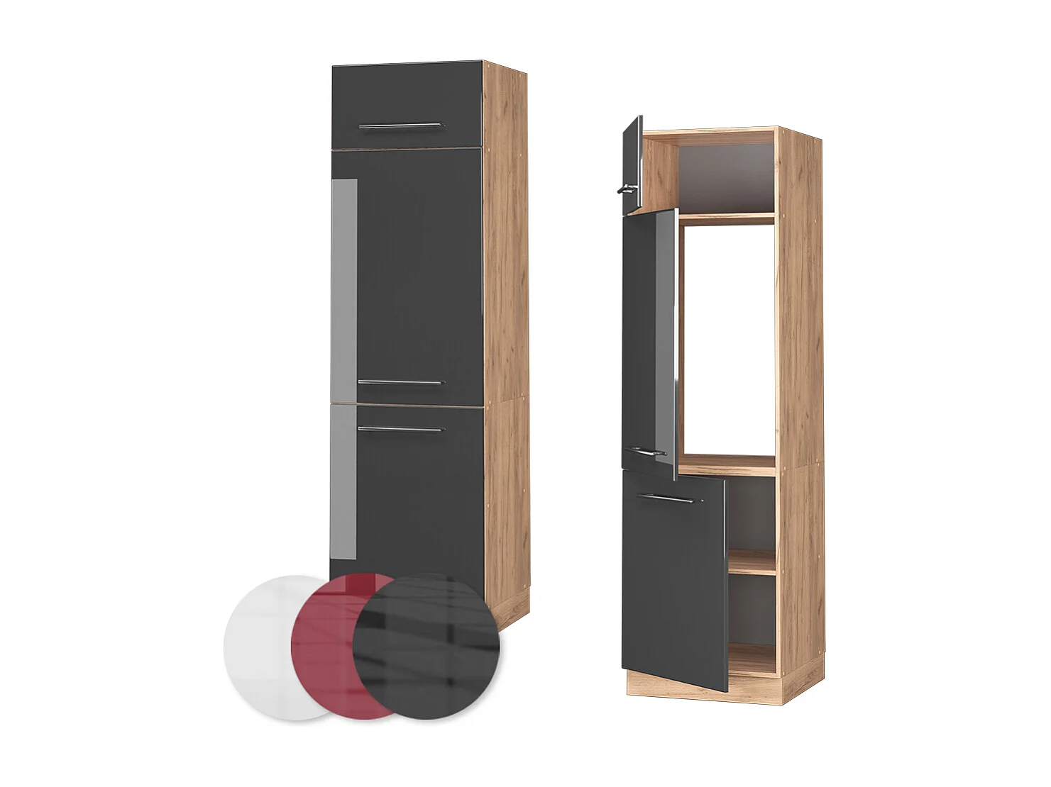 Armario para frigorífico empotrado antracita alto brillo 60x58.1x206.8 fame-line