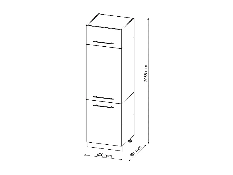 Armoire pour frigo anthracite haute brillance 60x58.1x206.8 fame-line