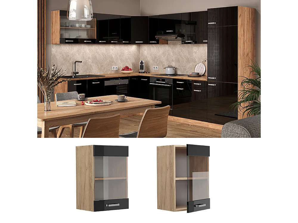 Armoire en verre noir haute brillance 40x31x60 r-line