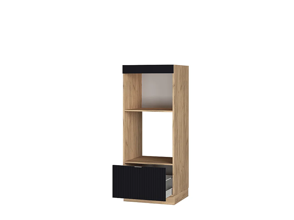 Mikrovågsskåp svart randig 60x58.1x153.6 fame-line