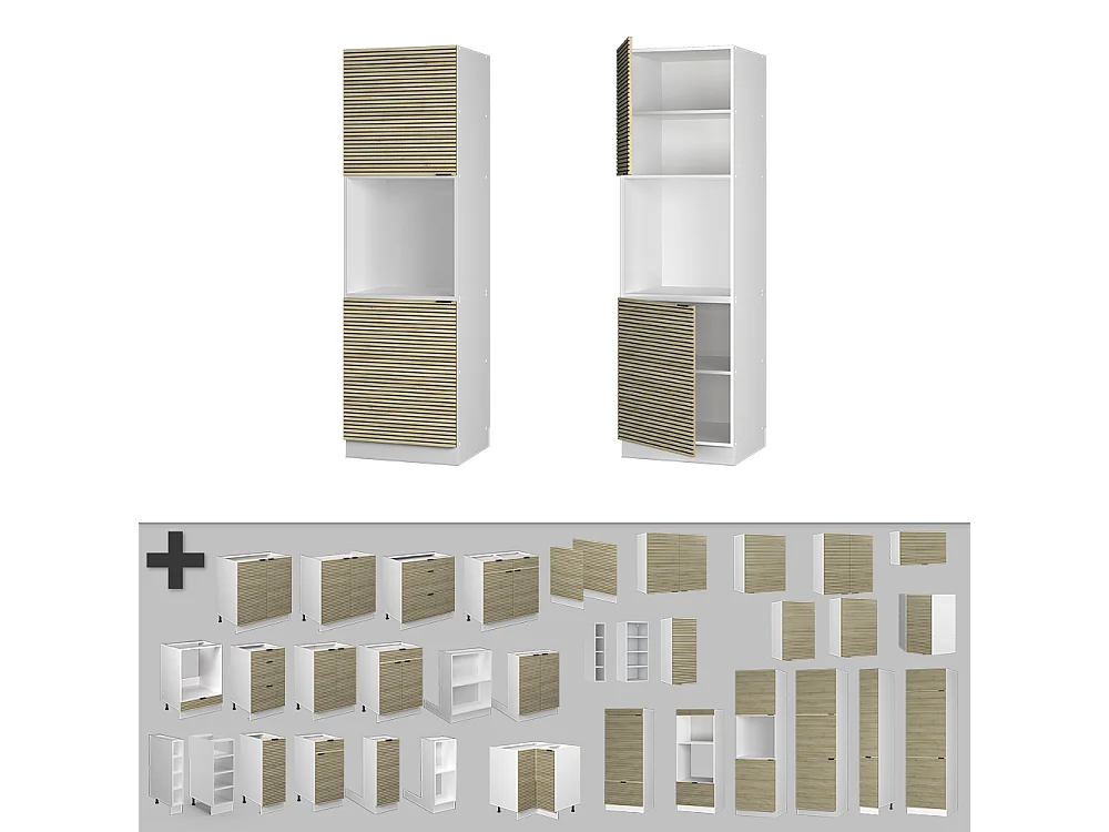 Armario para horno empotrado panel de roble 60x58x206.8 fame-line