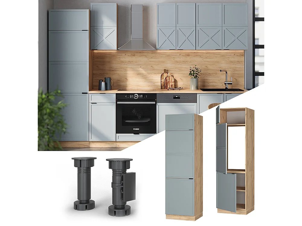 Koelkast ombouwkast licht blauw-grijs 60x58.1x206.8 fame-line