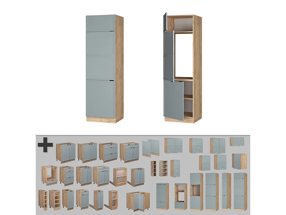 Armadio frigorifero blu-grigio chiaro 60x58.1x206.8 fame-line