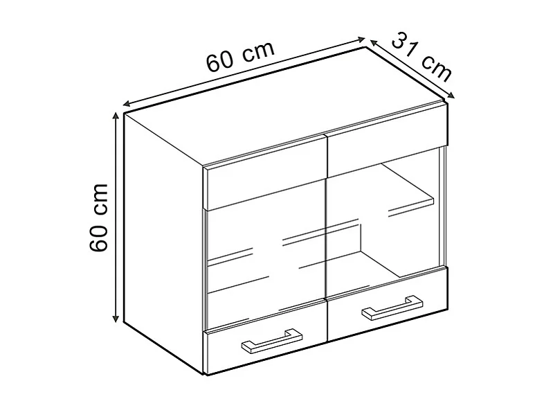 Armario de cocina con vidrio sonoma 60x31x60 r-line