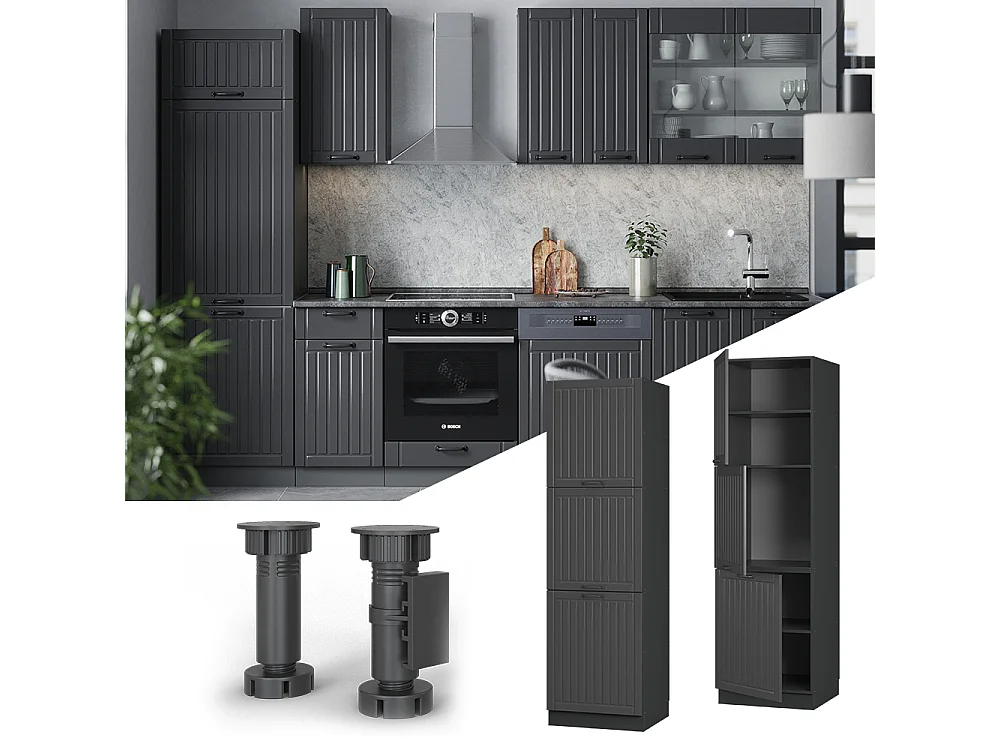 Armario para horno empotrado gris oscuro 60x58x206.8 fame-line