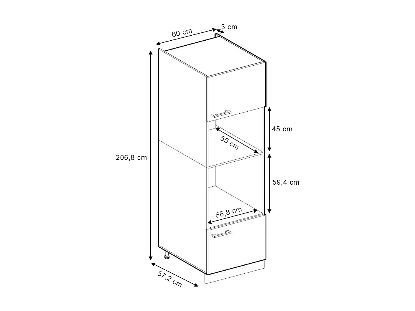 Szafka do mikrofalówki biały domek wiejski 60x57.2x206.8 r-line