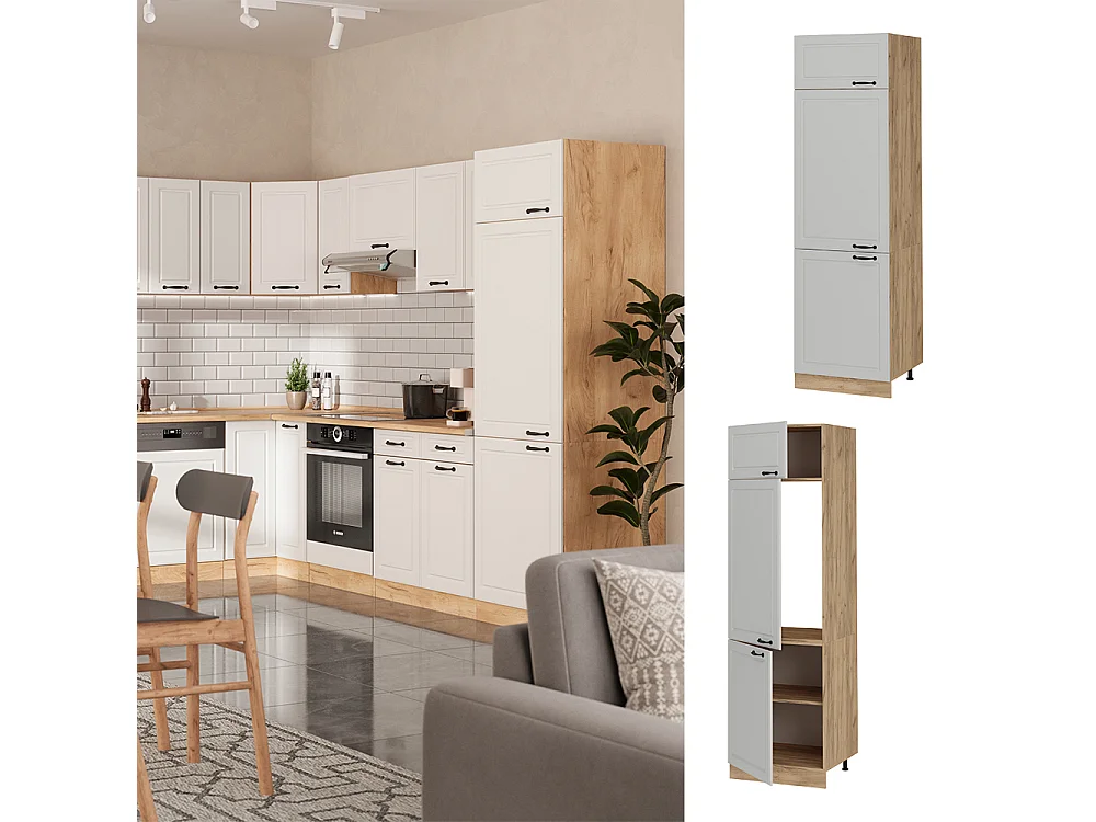 Armoire pour frigo blanc campagne 60x57.2x206.8 r-line