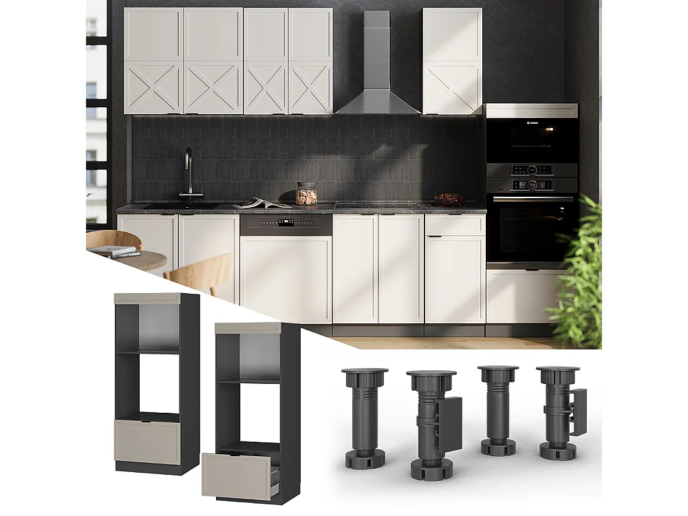 Armoire micro-ondes grisbeige 60x58.1x153.6 fame-line