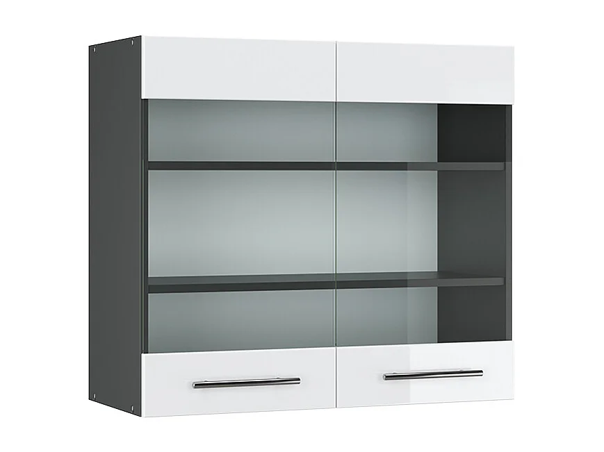 Armario de cocina con vidrio blanco alto brillo 80x34.1x72 fame-line