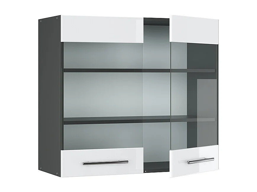 Armario de cocina con vidrio blanco alto brillo 80x34.1x72 fame-line