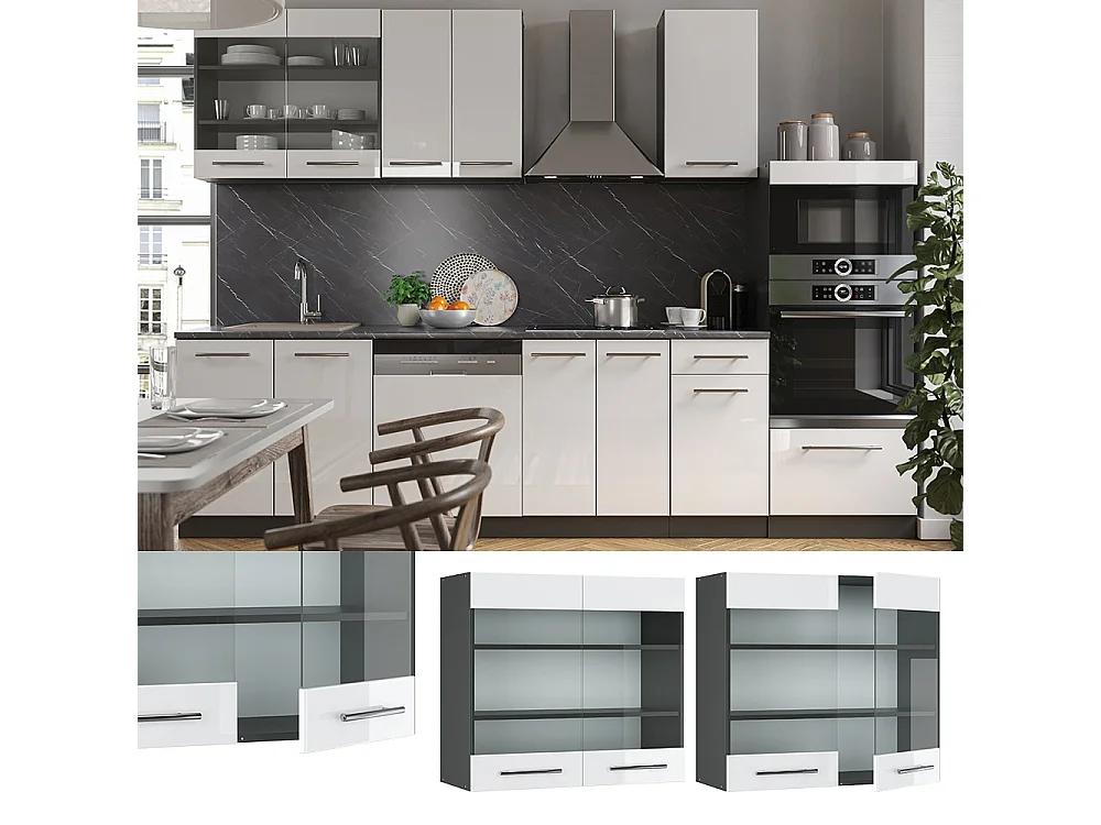 Mobile da cucina in vetro bianco lucido 80x34.1x72 fame-line