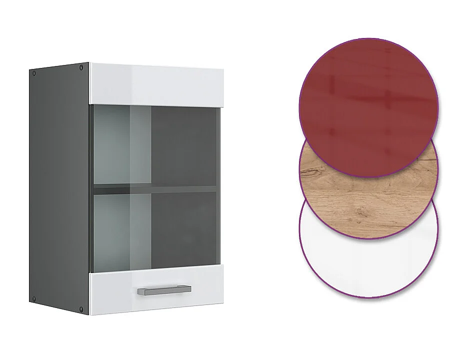 Armario de cocina con vidrio blanco alto brillo 40x31x60 r-line