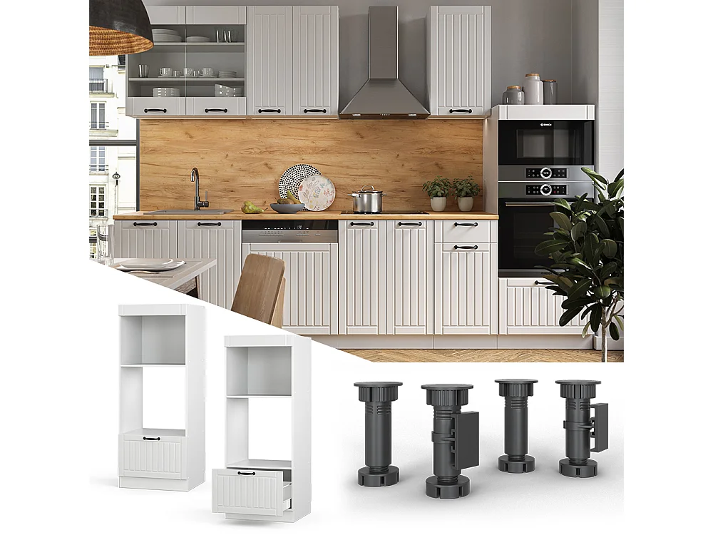 Armoire micro-ondes blanc campagne 60x58.1x153.6 fame-line