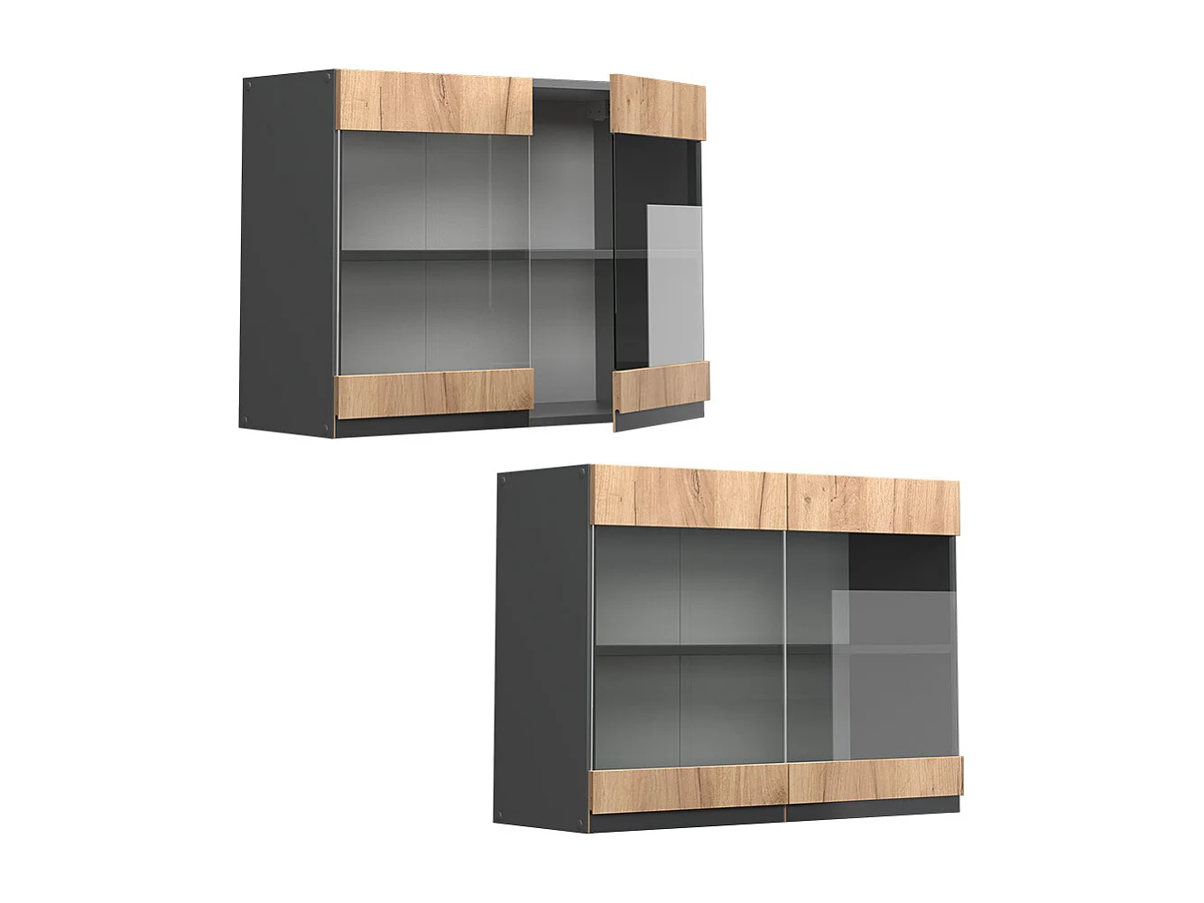 Armario de cocina con vidrio roble dorado 80x31x60 r-line