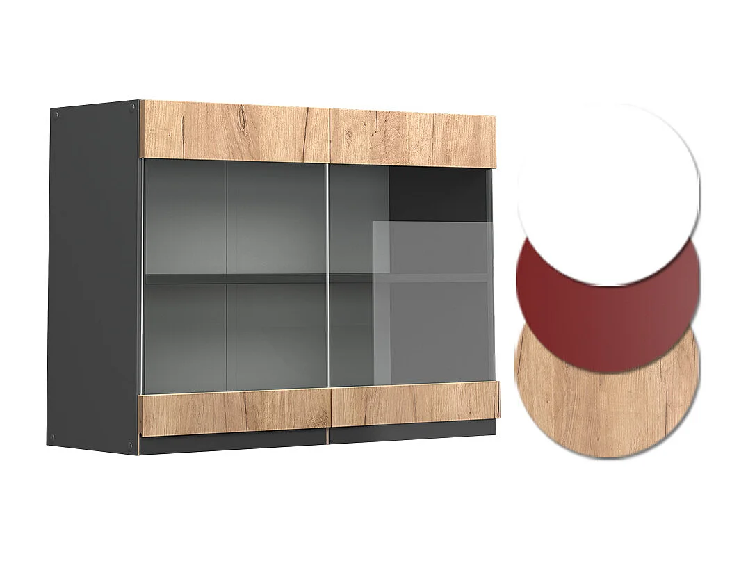 Armario de cocina con vidrio roble dorado 80x31x60 r-line