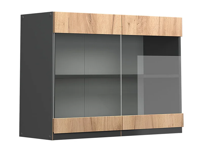 Armoire en verre chêne de force doré 80x31x60 r-line
