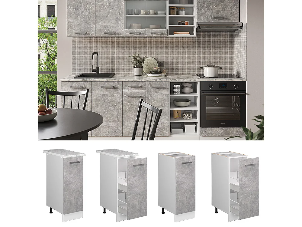 Meuble de cuisine béton 30x46x81.6 r-line