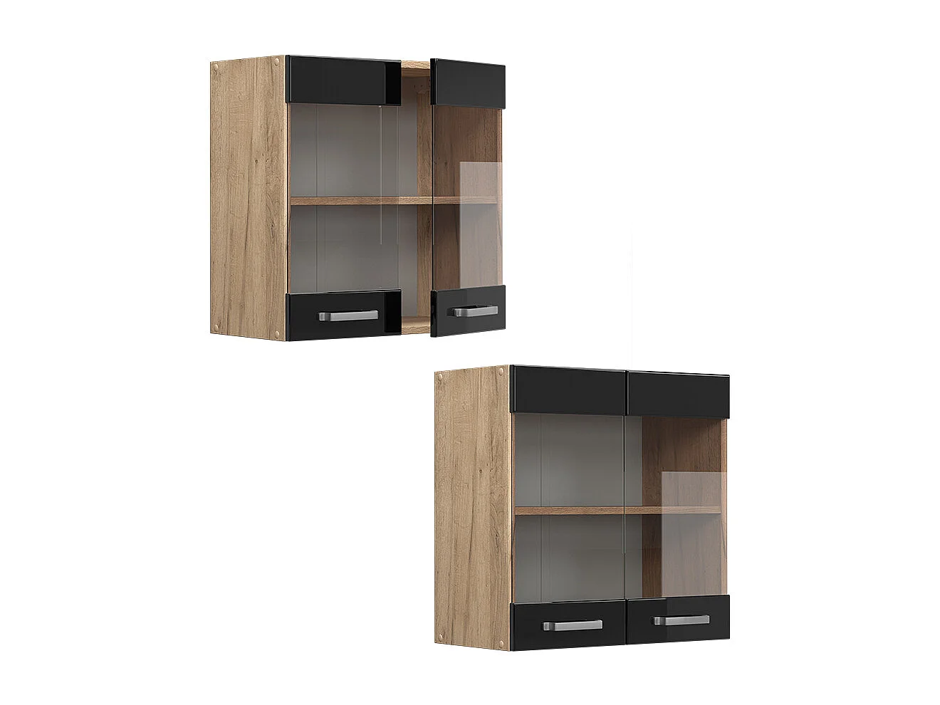 Armario de cocina con vidrio negro brillo intenso 60x31x60 r-line