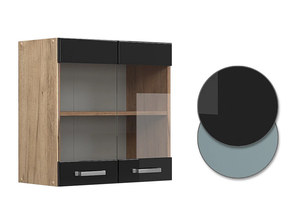 Armario de cocina con vidrio negro brillo intenso 60x31x60 r-line