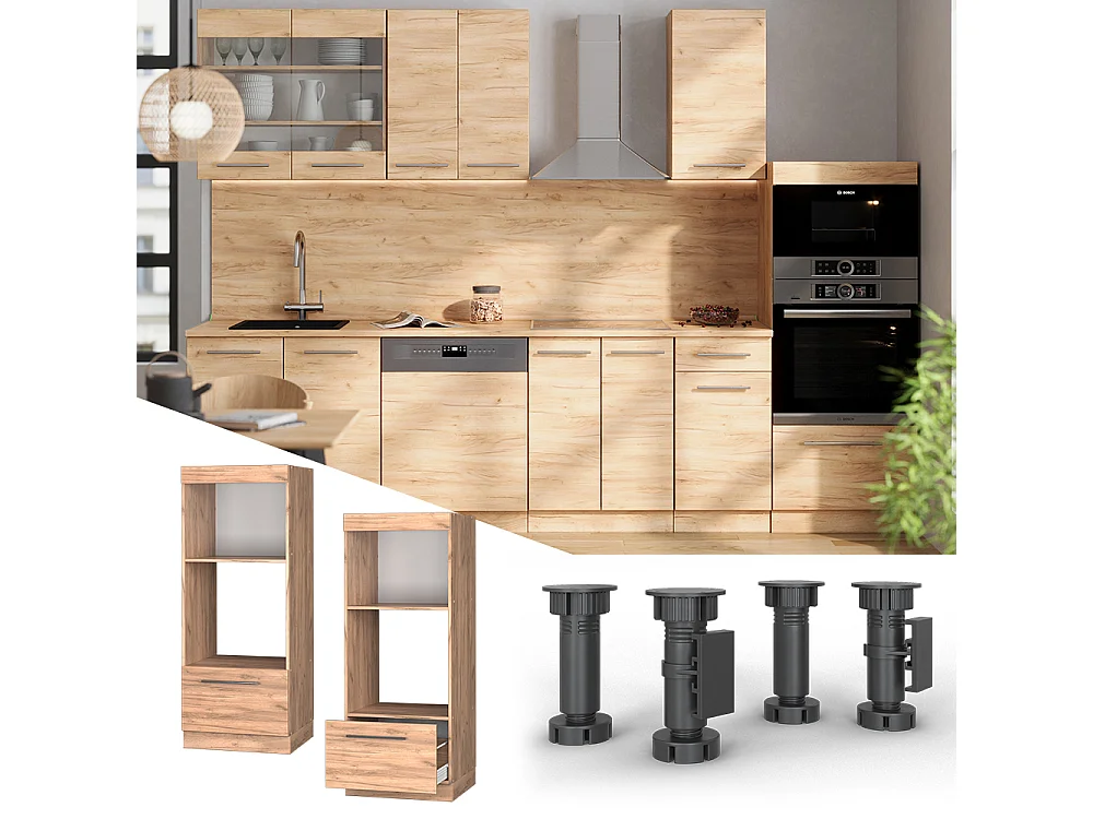 Armoire micro-ondes chêne de force doré 60x58.1x153.6 fame-line