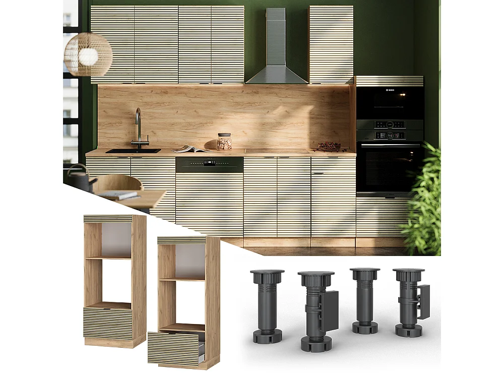 Armoire micro-ondes panneau en chêne 60x58.1x153.6 fame-line