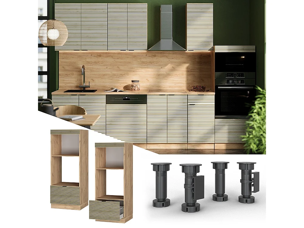 Mikrowellenschrank eiche paneel 60x58.1x153.6 fame-line