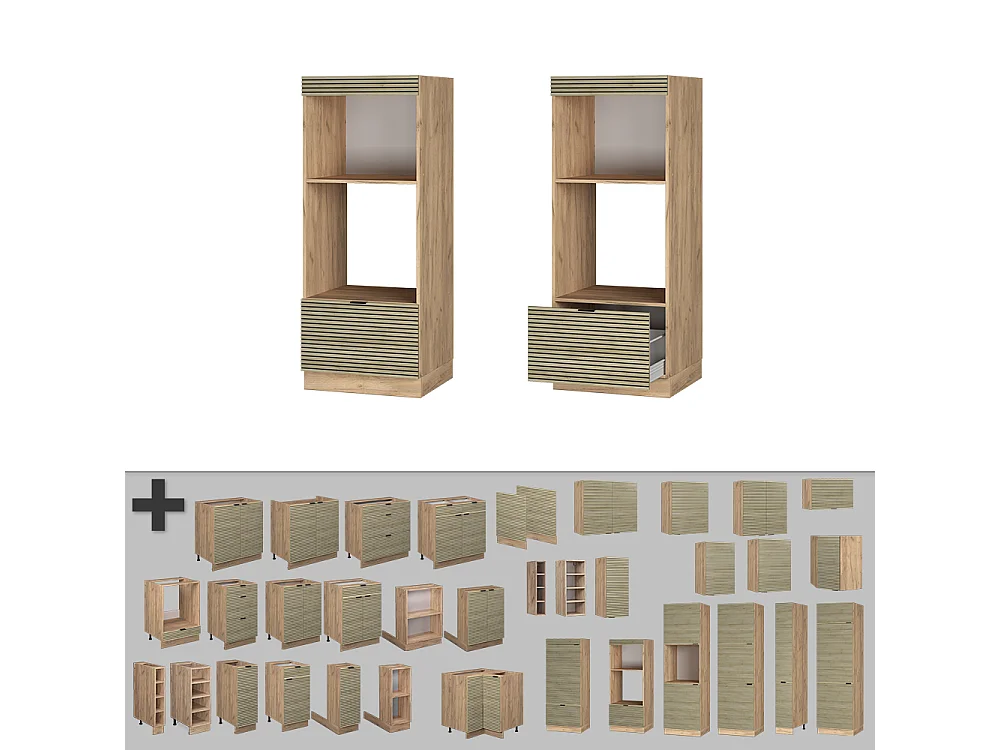 Mikrowellenschrank eiche paneel 60x58.1x153.6 fame-line