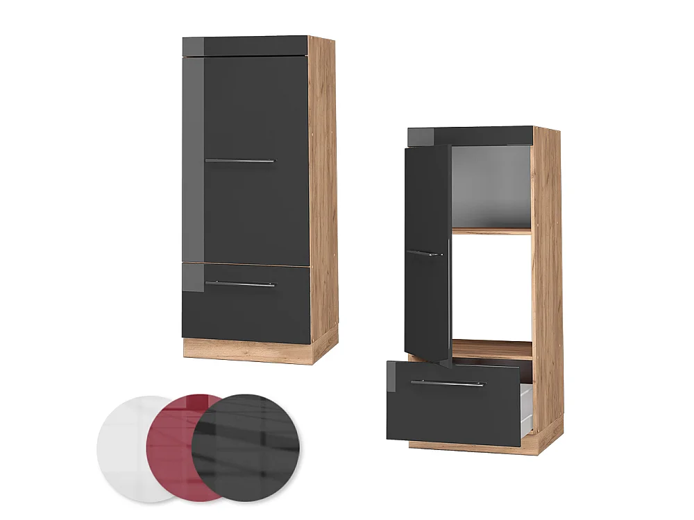 Armario para microondas antracita alto brillo 60x58.1x153.6 fame-line