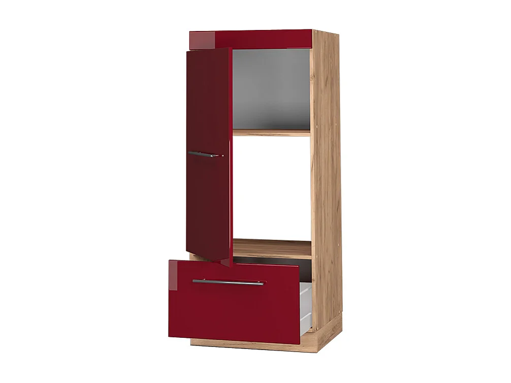 Armoire micro-ondes rouge bordeaux haute brillance 60x58.1x153.6 fame-line