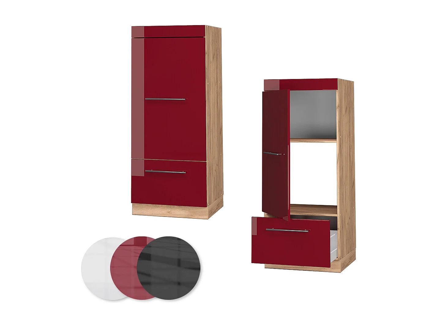 Armoire micro-ondes rouge bordeaux haute brillance 60x58.1x153.6 fame-line