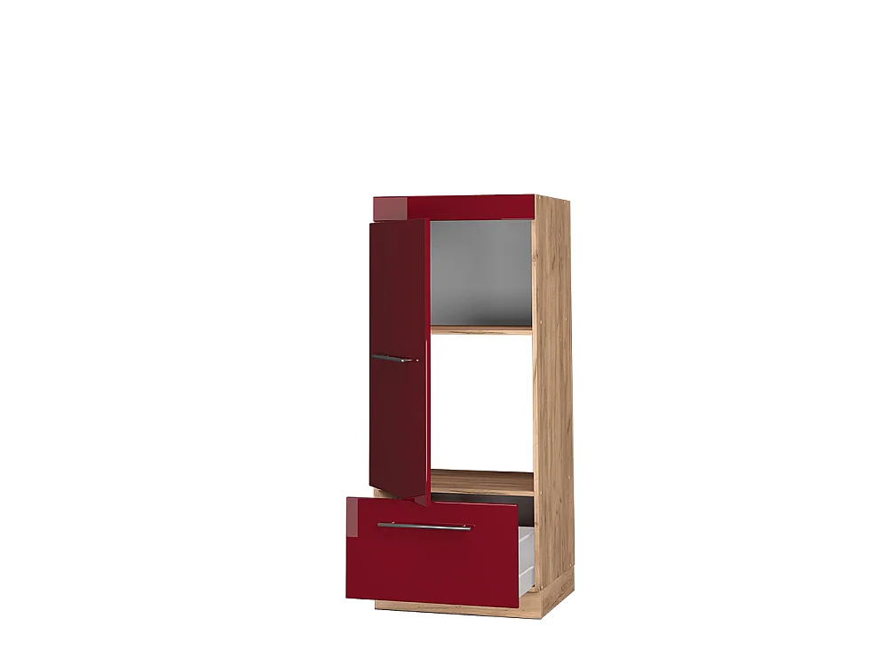 Armario para microondas rojo burdeos alto brillo 60x58.1x153.6 fame-line