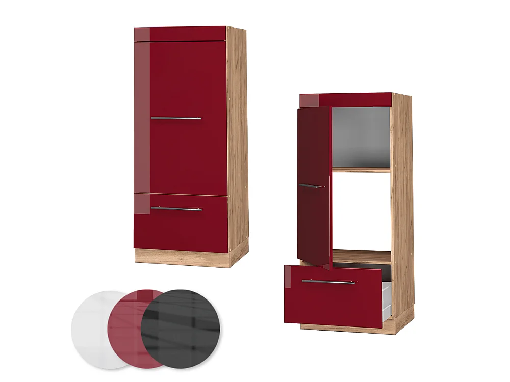 Armario para microondas rojo burdeos alto brillo 60x58.1x153.6 fame-line