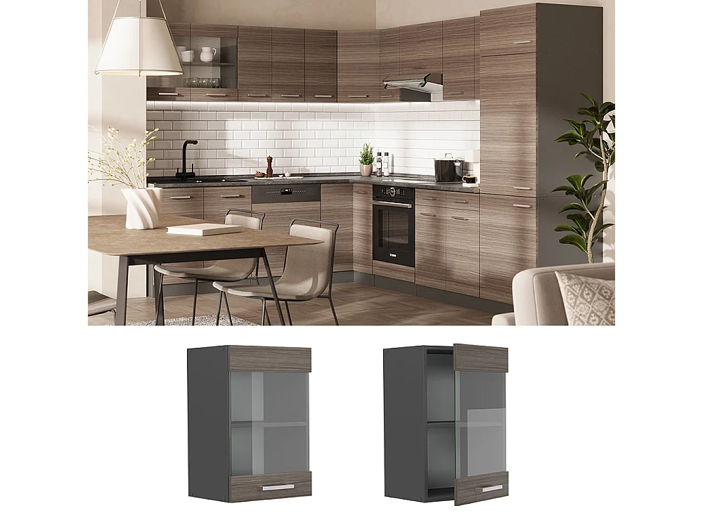 Armario de cocina con vidrio gris noble 40x31x60 r-line