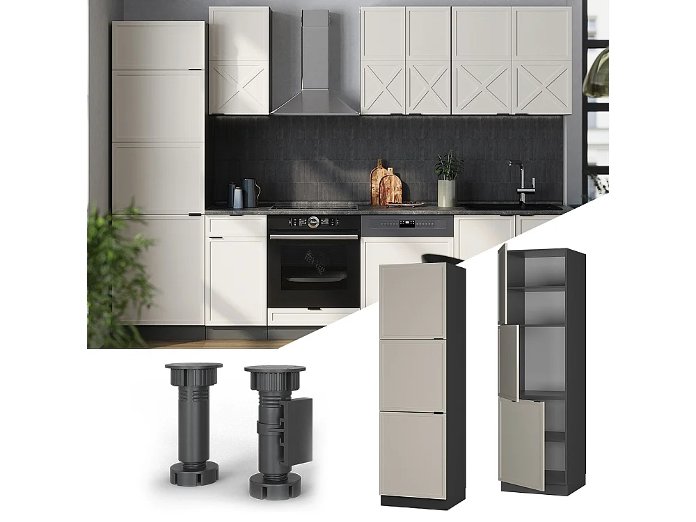 Armario para horno empotrado grisbeige 60x58x206.8 fame-line