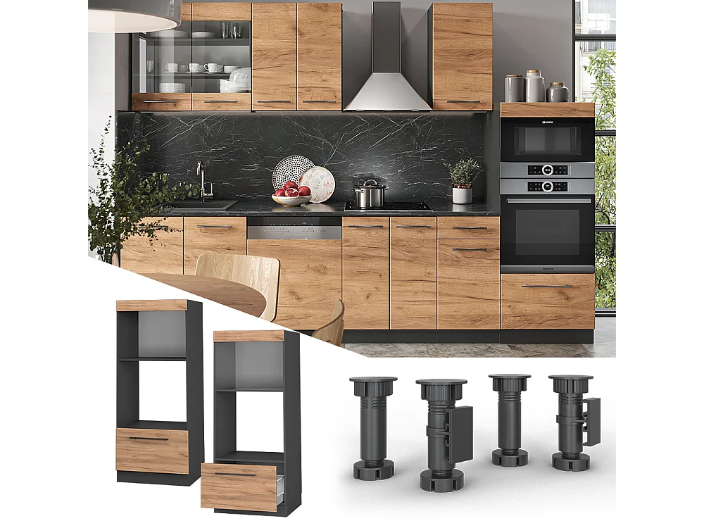 Armoire micro-ondes chêne de force doré 60x58.1x153.6 fame-line