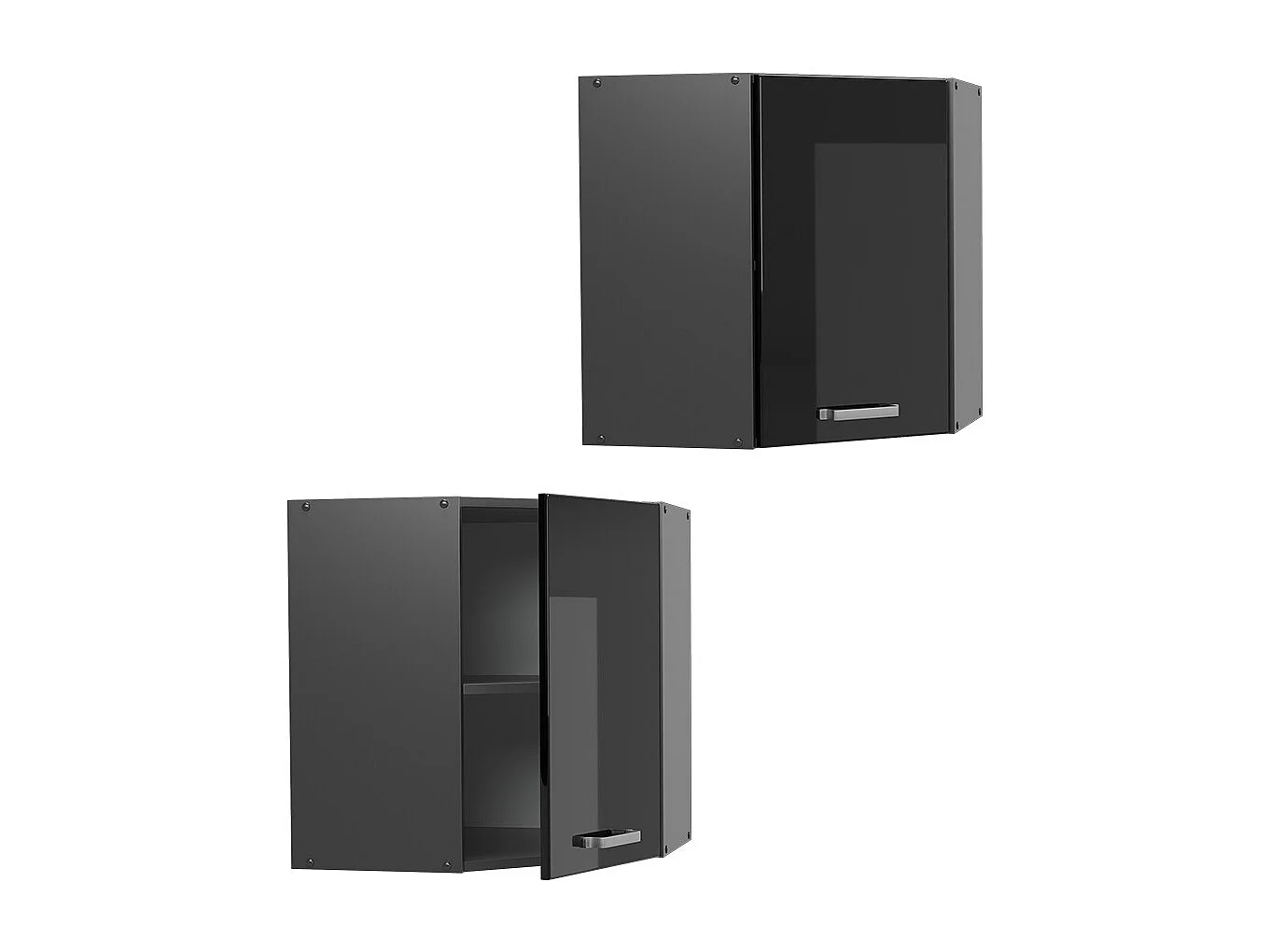 Elément haut de cuisine noir haute brillance 57x34.1x60 r-line