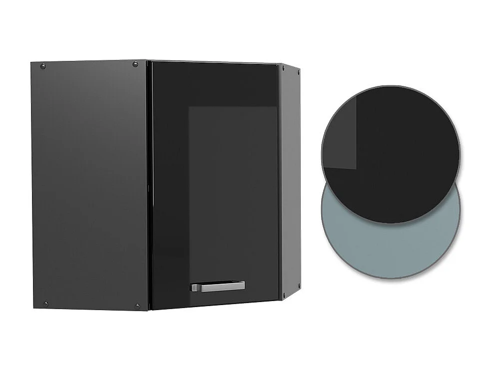 Elément haut de cuisine noir haute brillance 57x34.1x60 r-line