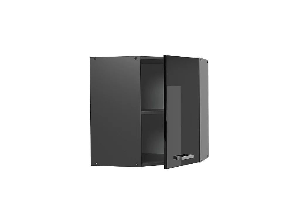 Corner wall cabinet black high gloss 57x34.1x60 r-line