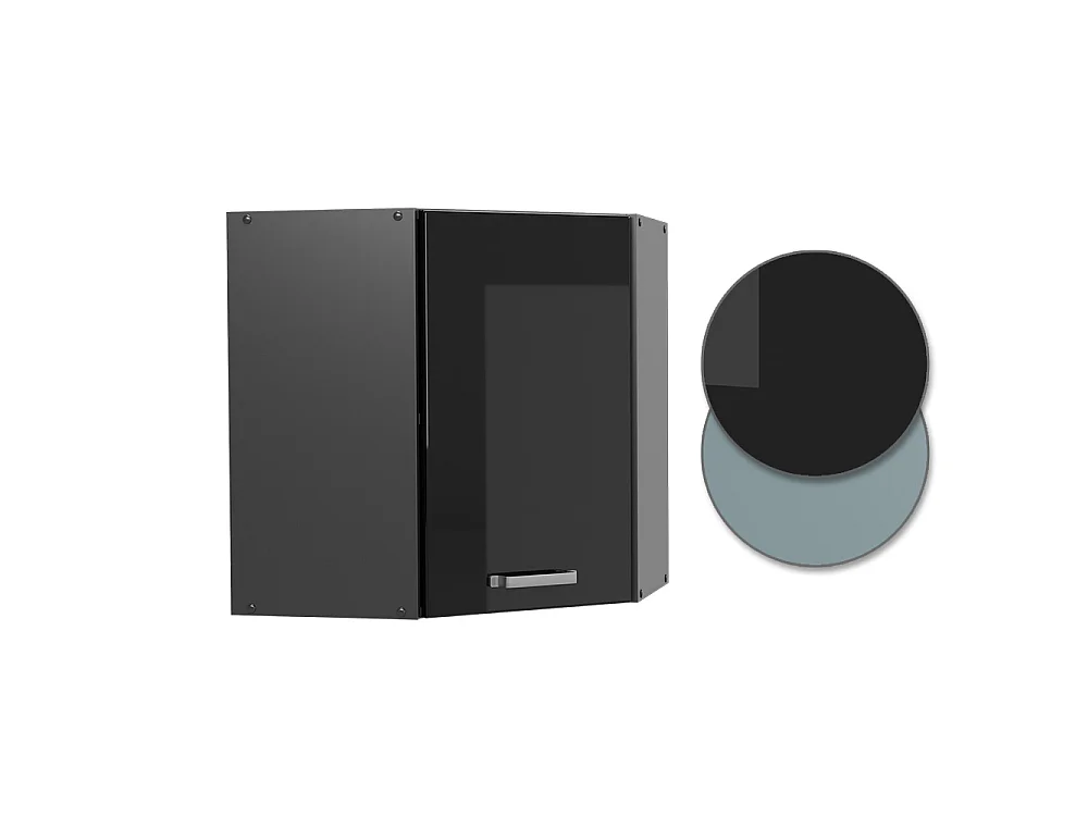 Corner wall cabinet black high gloss 57x34.1x60 r-line