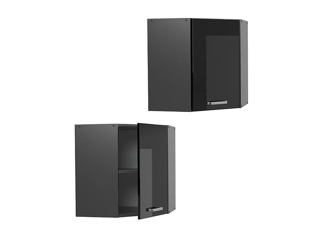 Corner wall cabinet black high gloss 57x34.1x60 r-line