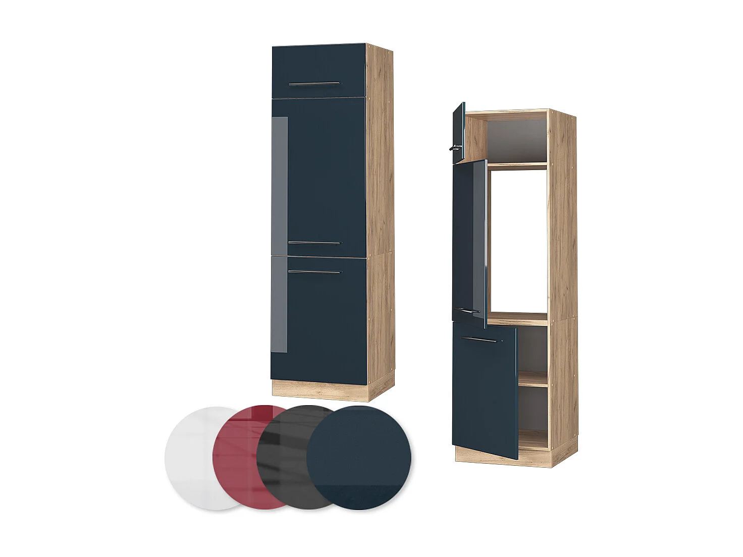 Armoire pour frigo bleu foncé brillant 60x58.1x206.8 fame-line