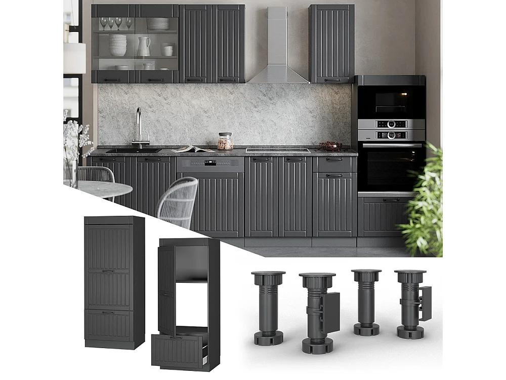 Mobile cucina microonde grigio scuro 60x58.1x153.6 fame-line