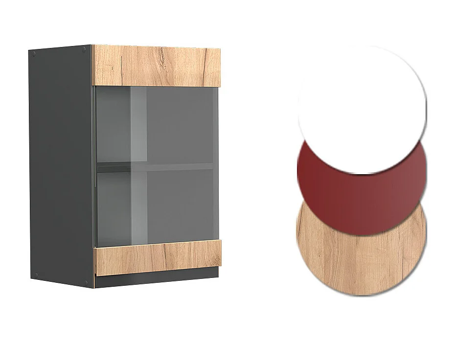 Armario de cocina con vidrio roble dorado 40x31x60 r-line