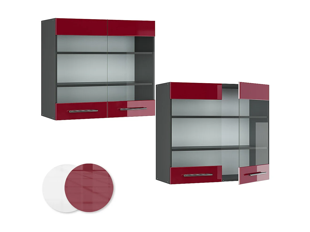Armoire en verre rouge bordeaux haute brillance 80x34.1x72 fame-line