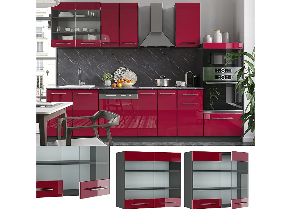 Mobile da cucina in vetro Bordeaux lucido 80x34.1x72 fame-line