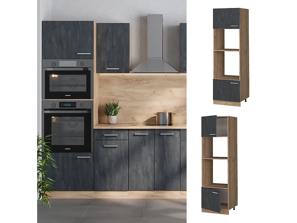 Armoire micro-ondes béton noir 60x57.2x206.8 r-line