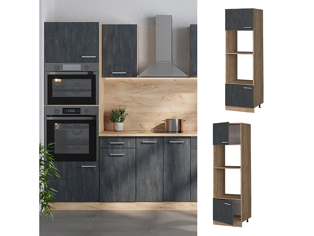 Armoire micro-ondes béton noir 60x57.2x206.8 r-line