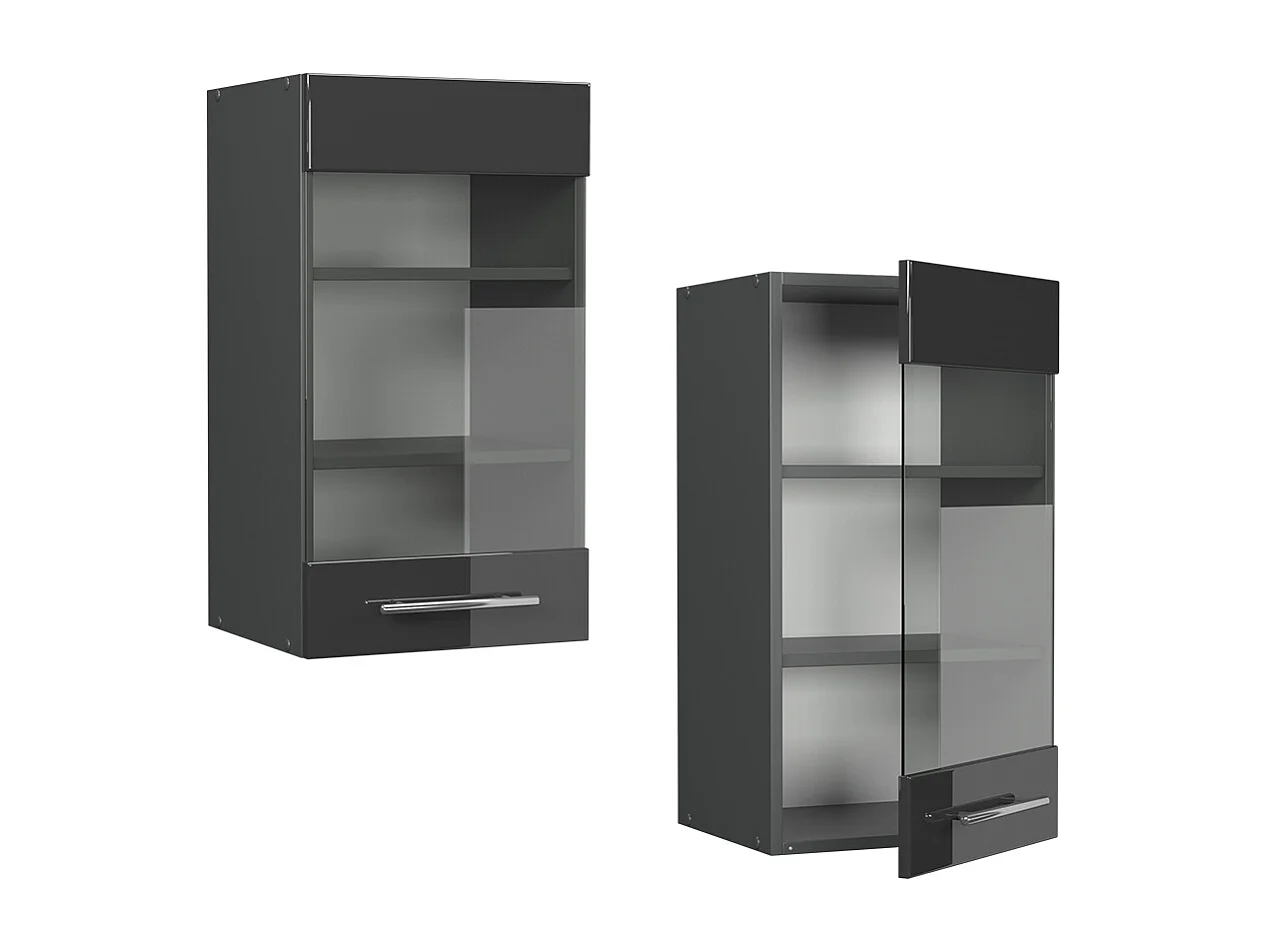 Armoire en verre anthracite haute brillance 40x34.1x72 fame-line