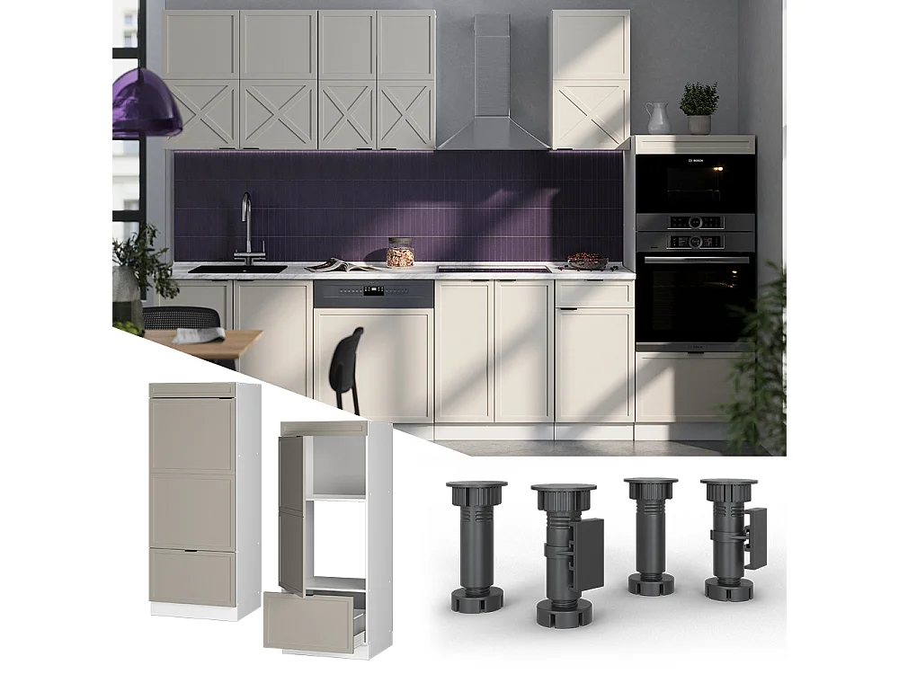 Armoire micro-ondes grisbeige 60x58.1x153.6 fame-line